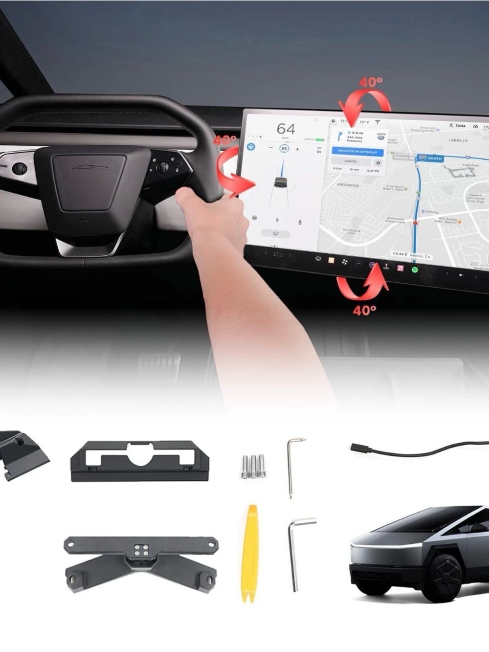 TESCYBERMODS CarPlay Screen Tesla Model 3 19-23 Model Y 19-24